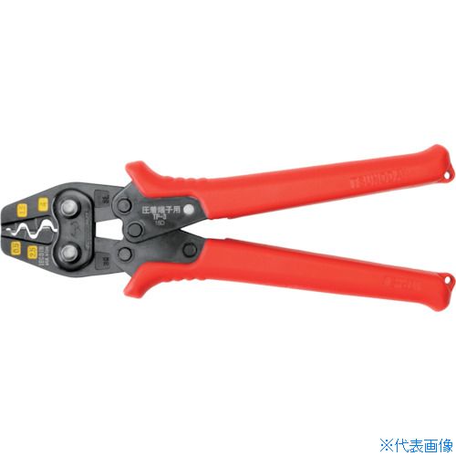 オレンジブック トラスコ中山　TRUSCOTTC 圧着工具 裸圧着端子・裸圧着スリーブ用TP—3 〔品番:TP3〕[ 注番:1197668]特長●成形確認機構内蔵で圧着マークがくっきりするため、ミス防止になります。●仮押さえ可能で作業がスムーズに進みます。●軽量・コンパクトタイプ、片手で3.5sq電線の圧着ができます。●トグル機構採用で単位ストロークあたりの所要握力を軽減します。●圧着が完了しないとハンドルが開かない構造になっています。●両面カラーマーカーで作業効率がアップします。●手に優しいエラストマーグリップにより連続作業も疲れません。●グリップにはストラップ取り付け穴が付いています。●必要な圧着力が楽に得られます。用途●裸端子やスリーブを用いた電線の圧着・接続作業に。仕様●圧着端子(［［MM2］］)：0.5/1.25/2/3.5●全長(mm)：176●圧着端子(［［MM2］］)裸端子用：0.5、1.25、2、3.5●ハンドル幅(mm)：65●頭部幅(mm)：37仕様2材質/仕上●本体：機械構造用炭素鋼●グリップ：エラストマー樹脂●頭部：クロムモリブデン鋼セット内容/付属品注意●非絶縁工具です。電源を切ってお使い下さい。●使用用途以外には使用しないで下さい。●その他商品台紙注意事項参照。原産国（名称）日本JANコード4952269113662本体質量220gオレンジブック トラスコ中山　TRUSCOTTC 圧着工具 裸圧着端子・裸圧着スリーブ用TP—3 〔品番:TP3〕[注番:1197668][本体質量：220g]《包装時基本サイズ：231×84×20》〔包装時質量：250g〕分類》手作業工具》電設工具》圧着工具☆納期情報：仕入れ先通常在庫品 (欠品の場合有り)