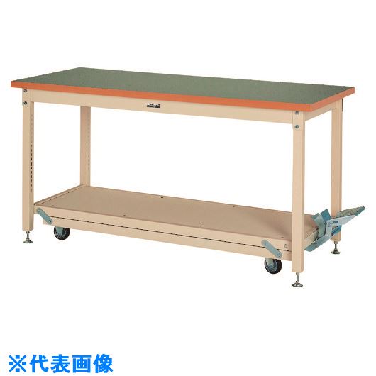 ■ヤマテック 重量作業台 ワークテーブル ペダル移動タイプ 塩ビシート天板 W1200×D750×H922mm グリーン/ヤマテックアイボリー SXRPH1275GI(1202640)[法人限定][外直送元](3.0)
