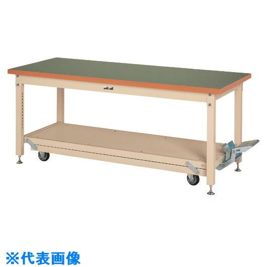 ■ヤマテック 重量作業台 ワークテーブル ペダル移動タイプ 塩ビシート天板 W1200×D...