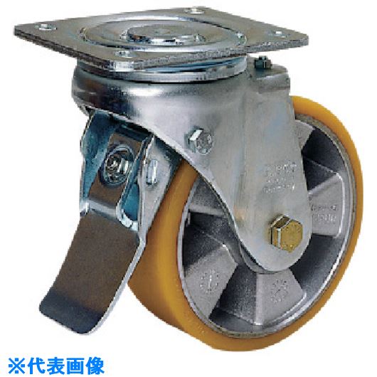 ■シシク Blickle 重荷重用プレスキャスター 自在(ストッパー付) ALTHウレタン車輪 160径 LHALTH160KST(1235595)