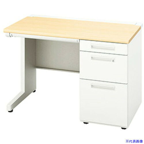 ■NAIKI 片袖デスク XEHH型/天板:シルクウッド 本体:クリアーホワイト/W1100×D600×H720 XEHH116BWS(1253153)[送料別途お見積り][法人限定][外直送]
