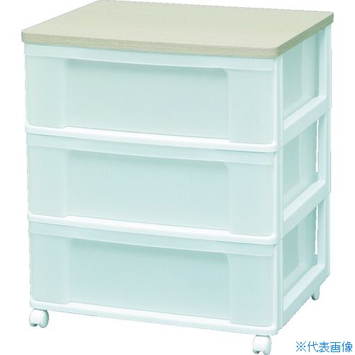 オレンジブック トラスコ中山　TRUSCOIRIS 226127 ウッドトップチェスト ホワイト/フレンチオーク 〔品番:W653PWF〕[ 注番:1300482]特長●木天板を使用した、幅約63cmのワイドタイプのチェストです。●収納物の...