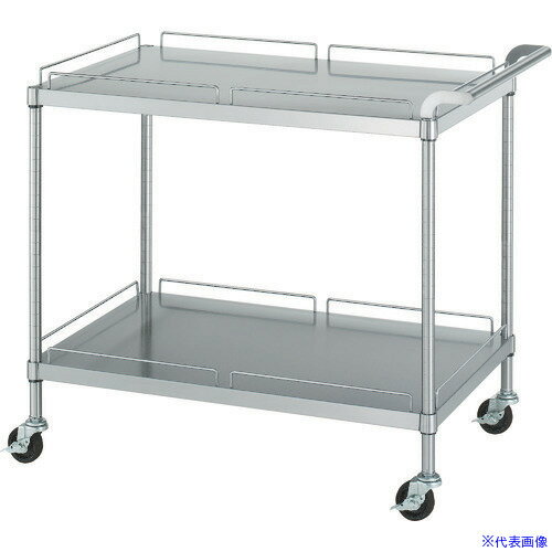 ■シンコー ステンレスワゴン(SUS430) 天地2段タイプ φ75導電ゴム車 900×450×800 M209045800RE75SH(1308456)[法人・事業所限定][外直送元]