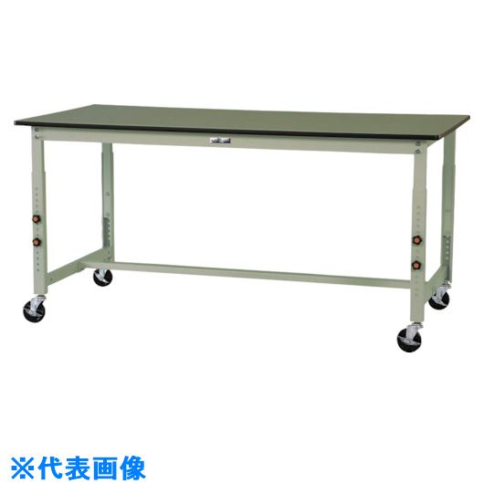 オレンジブック トラスコ中山　TRUSCOヤマテック 軽量作業台 ワークテーブル300シリーズ 高さ調整タイプ移動式 塩ビシート天板 W1800×900×H750〜1000mm ヤマテックグリーン 〔品番:SWRAC1890GG〕[ 注番:...