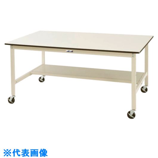 ■ヤマテック 軽量作業台 ワークテーブル ワイドタイプ 移動式 半面棚板付 W1800×D1200×H856mm SWPWC1812TII(1330755)[法人限定][外直送元]