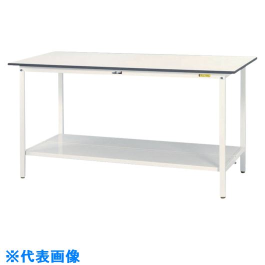 ■ヤマテック 軽量作業台 ワークテーブル150シリーズ 固定式 全面棚板付 W900×D750×H950mm シルキーホワ..