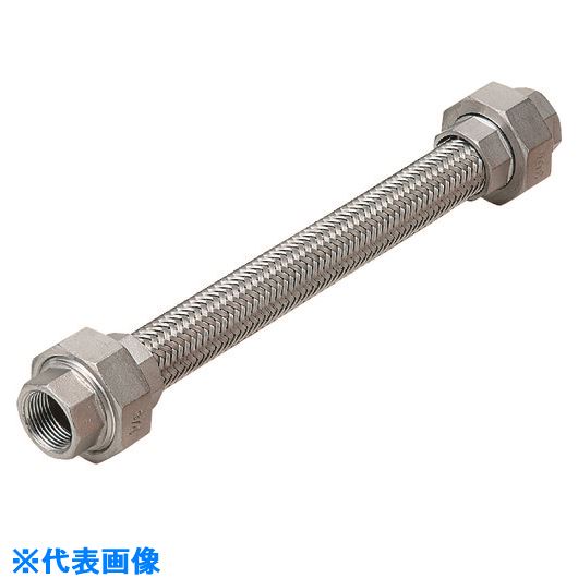 オレンジブック トラスコ中山　TRUSCONFK 標準ユニオン式フレキシブルホース(カラー式) ユニオンSUS304(ALLSUS304) 10A×2000L 〔品番:NK1000SUS30410A2000L〕[ 注番:1341343]特長●金具もステンレスなので耐食性に優れています。●両端ルーズメスネジの接続です。●短納期対応が可能です。用途●芯ズレ吸収　●配管誤差調整　●一般のステンレス配管用仕様●呼び径A：10●呼び径B：3/8●全長(mm)：2000●最高使用圧力(MPa)：1.0●使用温度範囲(℃)：-40〜200●接続方式：ねじ込み●適合流体：水・空気・油・ガス(腐食性流体を除く)●使用圧力(MPa)：1.0仕様2材質/仕上●フレキ部:ステンレス（SUS304）●ユニオン部:ステンレス（SUS304）セット内容/付属品注意原産国（名称）日本JANコード本体質量0.9kgオレンジブック トラスコ中山　TRUSCONFK 標準ユニオン式フレキシブルホース(カラー式) ユニオンSUS304(ALLSUS304) 10A×2000L 〔品番:NK1000SUS30410A2000L〕[注番:1341343][本体質量：0.9kg]《包装時基本サイズ：2000×37×37》〔包装時質量：1kg〕分類》工事・照明用品》管工機材》フレキシブルメタルホース☆納期情報：メーカー取り寄品（弊社より発送）