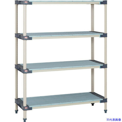■エレクター メトロマックス4 フラットマット+抗菌スチール製ポール 間口1366mm×奥行620mm×高さ2191mm 4段 MAX42454FMQ86PE4(1345360)[送料別途見積り][法人・事業所限定][外直送]