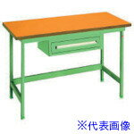 ■OS 中量作業台 木製天板 間口1200×奥行750×高さ750mm 引出し付き NBW1271(1367338)[法人限定][外直送元]