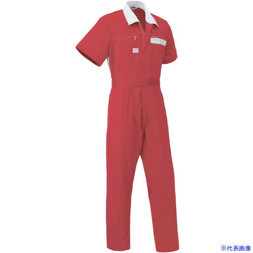 ■AUTO-BI 半袖つなぎ服5601-005レッド-3L 56010053L(1368441)[送料別途お見積り][法人限定][掲外取寄]