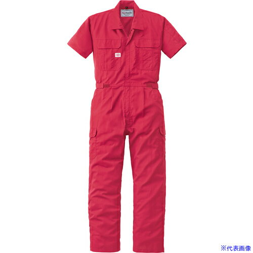■AUTO-BI 半袖つなぎ服2301-005レッド-4L 23010054L(1368948)[送料別途お見積り][法人限定][掲外取寄]