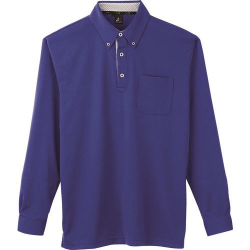 ■サンエス 汗ジミ防止長袖ポロシャツ ブルー色 LLサイズ JB551714LL(1382395)[送料別途見積り][法人・事業所限定][外直送]