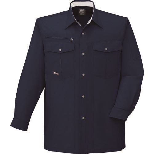 ■サンエス 夏 長袖シャツ ネイビー色 LLサイズ WA106693LL(1383995)[送料別途お見積り][法人限定][外直..
