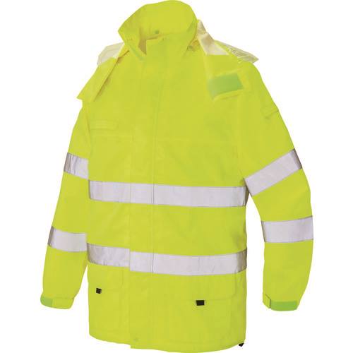 ■アイトス 高視認性レインジャケット ハイパーイエロー M 562405091M(1429609)[送料別途見積り][法人・..