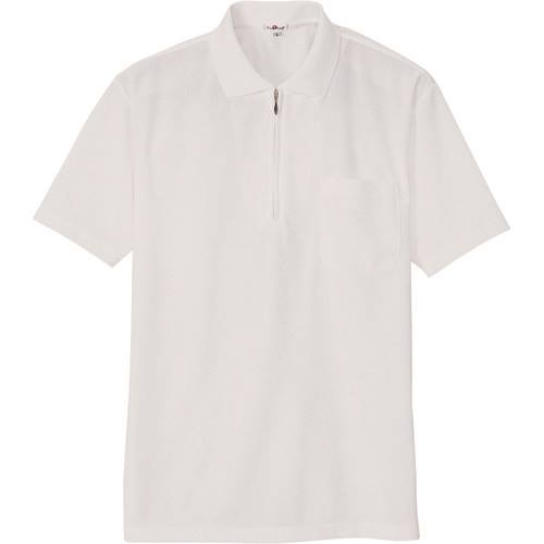 ■アイトス 吸汗速乾(クールコンフォート)半袖ジップポロシャツ(男女兼用) ホワイト SS 10581001SS(1429925)[送料別途お見積り][法人限定][掲外取寄]