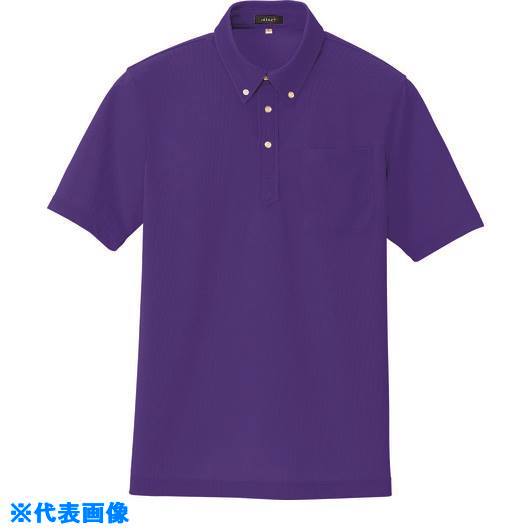 ■アイトス 吸汗速乾(クールコンフォート)半袖ボタンダウンポロシャツ(男女兼用) パープル 6L 105990696L(1429943)[送料別途お見積り][法人限定][掲外取寄]