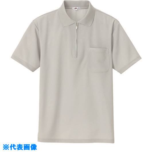 ■アイトス 吸汗速乾(クールコンフォート)半袖ジップポロシャツ(男女兼用) グレー SS 10581004SS(1429964)[送料別途お見積り][法人限定][掲外取寄]