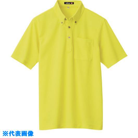 ■アイトス 吸汗速乾(クールコンフォート)半袖ボタンダウンポロシャツ(男女兼用) ハイパーイエロー 6L 105990916L(1431659)[送料別途お見積り][法人限定][掲外取寄]