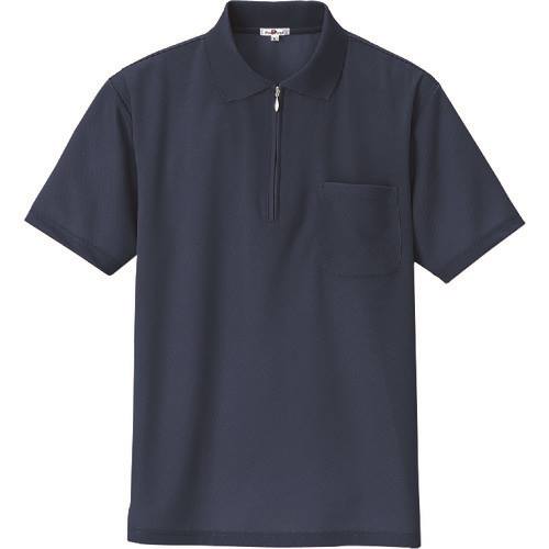■アイトス 吸汗速乾(クールコンフォート)半袖ジップポロシャツ(男女兼用) ネイビー 5L 105810085L(1434805)[送料別途お見積り][法人限定][掲外取寄]