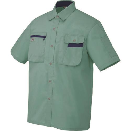 ■アイトス 半袖シャツ(男女兼用) ターコイズ×ネイビー M 5326027M(1439351)[送料別途見積り][法人・事..