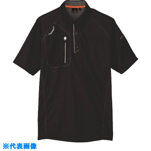 ■アイトス 半袖ボタンダウンポロシャツ(男女兼用) ブラック 4L 106050104L(1439581)[送料別途お見積り][法人限定][掲外取寄]
