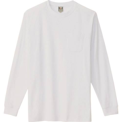 Rakuten - ■アイトス 長袖Tシャツ(ポケット付)(男女兼用) ホワイト L 10530001L(1444176)[送料別途お見積り][法人限定][掲外取寄]
