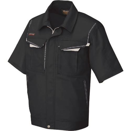 ■アイトス 半袖ブルゾン(男女兼用) ブラック×シルバーグレー SS 5551010SS(1447044)[送料別途見積り][法人・事業所限定][掲外取寄]