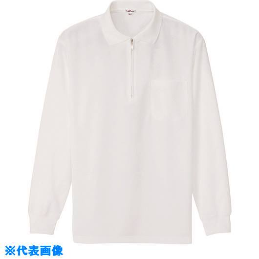 ■アイトス 吸汗速乾(クールコンフォート)長袖ジップポロシャツ(男女兼用) ホワイト M 10580001M(1448892)[送料別途お見積り][法人限定][掲外取寄]