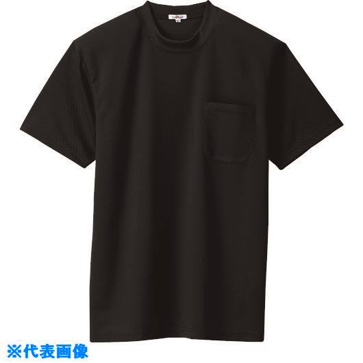 ■アイトス 吸汗速乾(クールコンフォート)半袖Tシャツ(ポケット付)(男女兼用) ブラック 3L 105760103L(1448967)[送料別途お見積り][法人限定][掲外取寄]