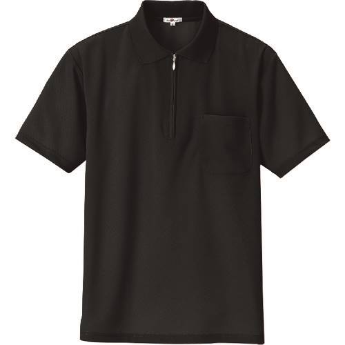 ■アイトス 吸汗速乾(クールコンフォート)半袖ジップポロシャツ(男女兼用) ブラック 4L 105810104L(1448986)[送料別途お見積り][法人限定][掲外取寄]