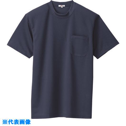 ■アイトス 吸汗速乾(クールコンフォート)半袖Tシャツ(ポケット付)(男女兼用) ネイビー 6L 105760086L(1450575)[送料別途お見積り][法人限定][掲外取寄]