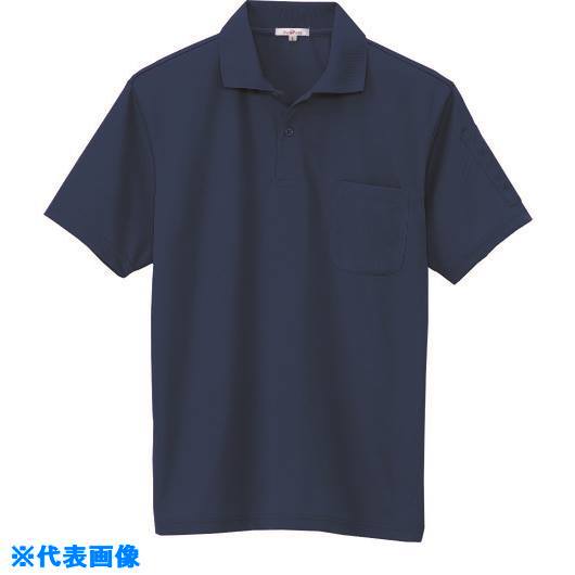 ■アイトス 吸汗速乾(クールコンフォート)ペン差し付半袖ポロシャツ(男女兼用) ネイビー LL 10601008LL(1453663)[送料別途お見積り][法人限定][掲外取寄]