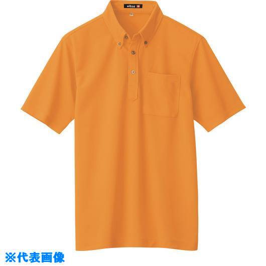 ■アイトス 吸汗速乾(クールコンフォート)半袖ボタンダウンポロシャツ(男女兼用) ハイパーオレンジ 5L 105990935L(1453706)[送料別途お見積り][法人限定][掲外取寄]