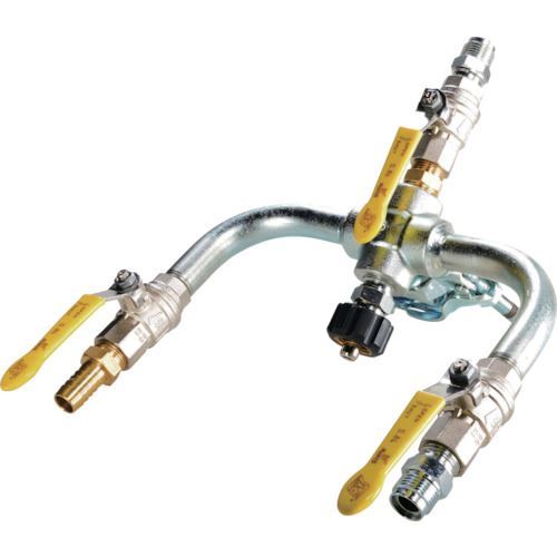 ■スーパー工業 ジャンクションバルブ S型クイックカプラー付 04000082(1474256)[送料別途お見積り][法..