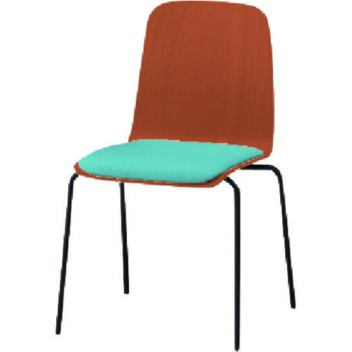 ■ITOKI ノットワーク 背座一体スタッキングチェア クッション付 背座色ラスティックビーチM・脚サテンブラック・布地ミストブルー KLL120CTTS5(1491672)[送料別途お見積り][法人限定][直送]