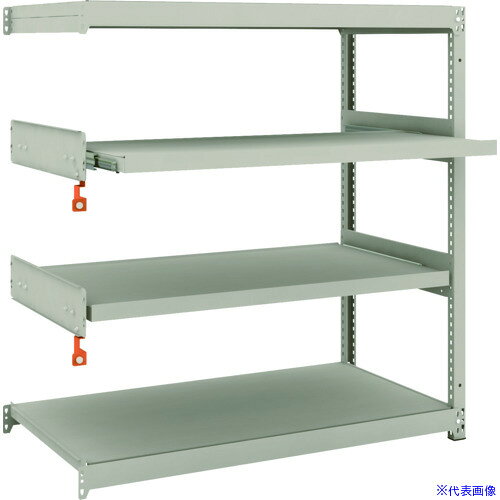 ■TRUSCO スチールラック M1.5型軽中量棚 1160X595XH1200 4段うちスライド2段 連結 M1.54462M2B(1497747)