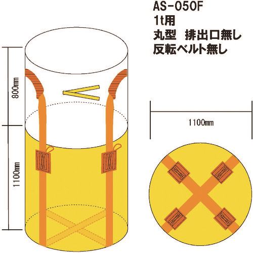 オレンジブック トラスコ中山　TRUSCOWING ACE コンテナバック1t丸型 排出口無 〔品番:AS050〕[ 注番:1520300]特長●底ベルトが十字で強力です。用途●災害、土木、河川工事、産廃、原料の運搬等。仕様●最大充填荷重(kg)：1000●縦(mm)：1100●横(mm)：1100●排出口：なし仕様2材質/仕上●ポリプロピレンセット内容/付属品注意原産国（名称）中国JANコード4938965030960本体質量1.8kgオレンジブック トラスコ中山　TRUSCOWING ACE コンテナバック1t丸型 排出口無 〔品番:AS050〕[注番:1520300][本体質量：1.8kg]《包装時基本サイズ：750×400×250》〔包装時質量：18kg〕分類》工事・照明用品》土木作業・大工用品》土のう☆納期情報：オレンジブック掲載以外でメーカー直送品【法人限定＝会社名ご記入お願い致します。】