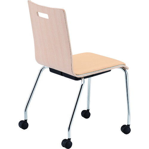 オレンジブック トラスコ中山　TRUSCOTOKIO リフレッシュチェア PM−K60MPL−NA ライトベージュ(レザー) 〔品番:PMK60MPLNALBE〕[ 注番:1586034]特長●シンプルな4本脚タイプのスタッキングチェアです。●背面のメラニンカラー、座面のパットのカラーでお好みの組み合わせで選ぶ事ができます。●キャスター付きで楽に移動ができます。●座裏部にはPP樹脂カバーが付いており、スタッキングの際、座面部にフレームの跡が付きません。●座裏部にはPP樹脂製のカバーが付いており、スタッキングの際、座面部にフレームの跡が付きません。用途●会議室・学校・施設・食堂等に。仕様●座幅(mm)：390●座奥行(mm)：425●高さ(mm)：800●張地：レザー●色：ナチュラル＋ライトベージュ(レザー)●積み重ね：4●キャスター径(mm)：50●座高(mm)：445仕様2●スタッキング可能(4脚)●キャスター脚タイプ●パット付きタイプ(レザー)●完成品材質/仕上●背・座部：メラミン成形合版●パット・芯材：レザー・成形合板・ウレタンフォーム●脚フレーム：Φ19.1スチールパイプ（クロームメッキ）●Φ50ナイロン双輪キャスターセット内容/付属品注意原産国（名称）日本JANコード4942646068531本体質量5.7kgオレンジブック トラスコ中山　TRUSCOTOKIO リフレッシュチェア PM−K60MPL−NA ライトベージュ(レザー) 〔品番:PMK60MPLNALBE〕[注番:1586034][本体質量：5.7kg]《包装時基本サイズ：670×510×1070》〔包装時質量：23kg〕分類》オフィス・住設用品》オフィス家具》会議用チェア☆納期情報：オレンジブック掲載以外でメーカー直送品【法人限定＝会社名ご記入お願い致します。】
