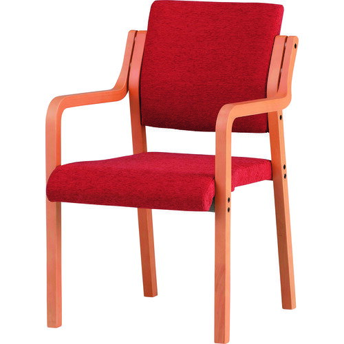 オレンジブック トラスコ中山　TRUSCOTOKIO 木製スタッキングチェア 肘付き FVM−5A Fカーマインレッド 〔品番:FVM5AFCRD〕[ 注番:1590736]特長●ブナ木材を使用を使用しているので温かみのある木製スタッキング...