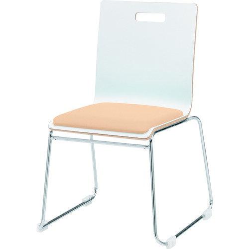 オレンジブック トラスコ中山　TRUSCOTOKIO リフレッシュチェア PM-55MPL-WH ライトベージュ(レザー) 〔品番:PM55MPLWHLBE〕[ 注番:1592325]特長●シンプルなループ脚タイプのスタッキングチェアです。●背面のメラニンカラー、座面のパットのカラーでお好みの組み合わせで選ぶ事ができます。●連結プラパート付きで連結する事ができます。●座裏部にはPP樹脂カバーが付いており、スタッキングの際、座面部にフレームの跡が付きません。●座裏部にはPP樹脂製のカバーが付いており、スタッキングの際、座面部にフレームの跡が付きません。用途●会議室・学校・施設・食堂等に。仕様●張地：レザー●色：ホワイト＋ライトベージュ(レザー)●座幅(mm)：390●座奥行(mm)：425●高さ(mm)：800●座高(mm)：445●積み重ね：4仕様2●スタッキング可能(4脚)●ループ脚タイプ●パット付きタイプ(レザー)●連結プラパート付●完成品材質/仕上●背・座部：メラミン成形合版●パット・芯材：レザー・成形合板・ウレタンフォーム●脚フレーム：Φ12.8スチールパイプ（クロームメッキ）●連結プラパートセット内容/付属品注意原産国（名称）日本JANコード4942646067985本体質量5.7kgオレンジブック トラスコ中山　TRUSCOTOKIO リフレッシュチェア PM-55MPL-WH ライトベージュ(レザー) 〔品番:PM55MPLWHLBE〕[注番:1592325][本体質量：5.7kg]《包装時基本サイズ：780×555×1040》〔包装時質量：26kg〕分類》オフィス・住設用品》オフィス家具》会議用チェア☆納期情報：オレンジブック掲載以外でメーカー直送品【法人限定＝会社名ご記入お願い致します。】