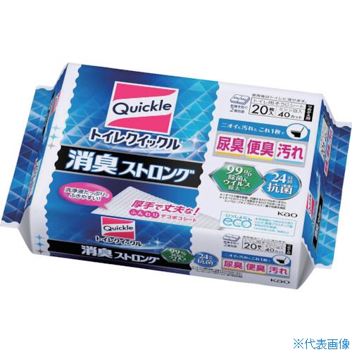 オレンジブック トラスコ中山　TRUSCOKao トイレクイックル 消臭ストロング つめかえ用 20枚 〔品番:311887〕[ 注番:1597117]特長●尿臭・便臭・汚れまでスッキリ清潔。洗浄液たっぷりでふきやすい厚手で丈夫なふんわり凸凹シート。●ポータブルトイレ（木製や、柔らかいタイプの便座を除く）や温水洗浄便座、暖房便座にも使えます。●トイレットペーパーの日本工業規格（JIS P4501）の「ほぐれやすさ」試験による品質基準を満たしており、ご使用後トイレに流せる商品です。●浄化槽にも安心。用途●便器・便座・タンクの他に、壁・フチ裏・床にも使えます。仕様●シートサイズ(mm)：300×245●幅(mm)：180●奥行(mm)：130●高さ(mm)：59●入枚数：20仕様2●詰め替え用材質/仕上●成分:界面活性剤（アルキルアミンオキシド）、グリコールエーテル、安定化剤、除菌剤●シート材質:パルプセット内容/付属品注意●水性ペンキやうるし、ニス塗、白木、桐、ガラス面などには使わない。●壁紙はシミになる場合があるので、目立たない部分でためしぶきしてから使う。●つまりを避けるため、1枚ずつ流す。原産国（名称）日本JANコード4901301311887本体質量340gオレンジブック トラスコ中山　TRUSCOKao トイレクイックル 消臭ストロング つめかえ用 20枚 〔品番:311887〕[注番:1597117][本体質量：340g]《包装時基本サイズ：130×180×59》分類》清掃・衛生用品》労働衛生用品》トイレ用品☆納期情報：仕入れ先通常在庫品 (欠品の場合有り)