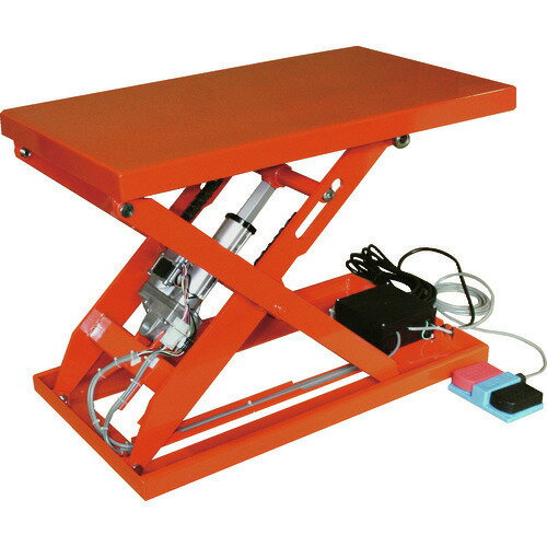■TRUSCO テーブルリフト100kg 電動Bねじ式 DC12Vバッテリー専用 520×850 HDLL1058RD1(1605438)[法人限..