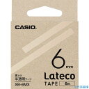 ■カシオ ラテコ(Lateco)専用詰め替えテープ 6mm 半透明に黒文字 XB6MX(1606481)