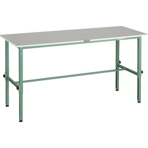 ■TRUSCO 軽荷重作業台高さ調節式(150kg)RAEM2型 RoHS2対応天板 1800X600XH650〜950 グリーン色 RAEM218..