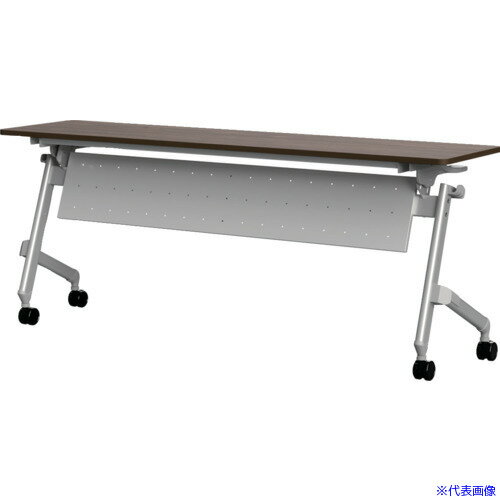 ■TRUSCO 折りたたみ会議テーブル パネル付 1800X450 天板ダークウッド TNA1845PDW(1613064)[送料別途お見積り][法人限定][直送]