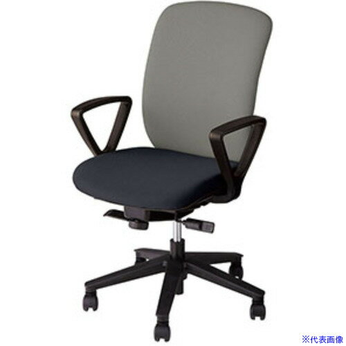 Desk Chairs - ■NAIKI ワークチェアー ヴィアーレ VE型/背:グレー/座:ブラック/布張り/肘付 VE513FGLB(1767636)[送料別途お見積り][法人限定][外直送]
