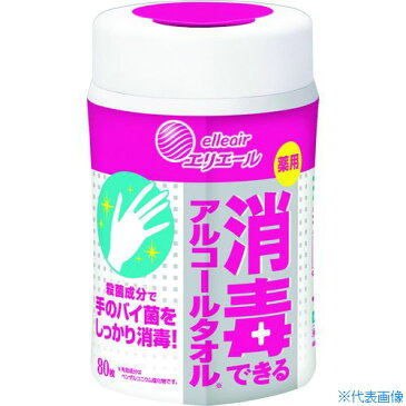 ■エリエール　消毒できるアルコールタオル　本体80枚12個入り 733612(1814657)[送料別途見積り][法人・事業所限定][掲外取寄]