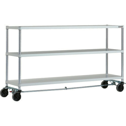 オレンジブック トラスコ中山　TRUSCOTRUSCO スチールラック フェニックスラック 1800X450 3段 U車輪4輪S付 W色 抗菌粉体塗装 〔品番:PER3643U125B4W〕[ 注番:1832676]特長●リング式4輪ストッパー付のため確実にロックすることができ安全です。●菌の増殖を防ぐ抗菌仕様なので、長く清潔にお使いいただけます。●特殊構造のストッパー(特許第6488227号)付のため、自在キャスターでも車輪の回転と車軸の旋回を同時に固定できます。●棚の段ピッチは25mmです。保管物に合わせて自由に段増し、ピッチ調整ができます。用途●移動が必要な工場、店舗の作業現場に最適です。仕様●間口(mm)：1800●奥行(mm)：450●高さ(mm)：1015●有効間口(mm)：1718●パイプ径(mm)：31.8●棚段数(段)：3●均等積載量(kg/段)：150●最大積載量(kg/台)：150●棚板調整ピッチ(mm)：25●車輪径D(mm)：125●色：ホワイト仕様2●キャスター：自在125mm　STD125NU(2個)、自在ストッパー付125mm STD125NUS(2個)●棚板調整ピッチ：25mm材質/仕上●本体:スチール(抗菌粉体塗装　ISO22196）●キャスター金具:スチール●キャスター車輪:ナイロンホイールウレタン●ストッパー:スチールセット内容/付属品注意●車上渡しのため、お客様での荷降ろしが必要です。●集中荷重になりますと耐荷重能力は半減します。必ず均等に荷重を分布させてご使用ください。原産国（名称）日本JANコード4989999309560本体質量41.7kgオレンジブック トラスコ中山　TRUSCOTRUSCO スチールラック フェニックスラック 1800X450 3段 U車輪4輪S付 W色 抗菌粉体塗装 〔品番:PER3643U125B4W〕[注番:1832676][本体質量：41.7kg]分類》物流・保管用品》物品棚》パイプ棚☆納期情報：メーカー直送品（送料元払い）【法人限定＝会社名ご記入お願い致します。】 ※北海道・沖縄・離島は運賃別途商品も含む