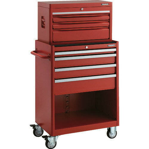 ■TRUSCO ローラーキャビネット 引出4段 50X1 100X2 150X1 TRC−C3X1台付 TRC121C3R(1832731)[法人限定][..