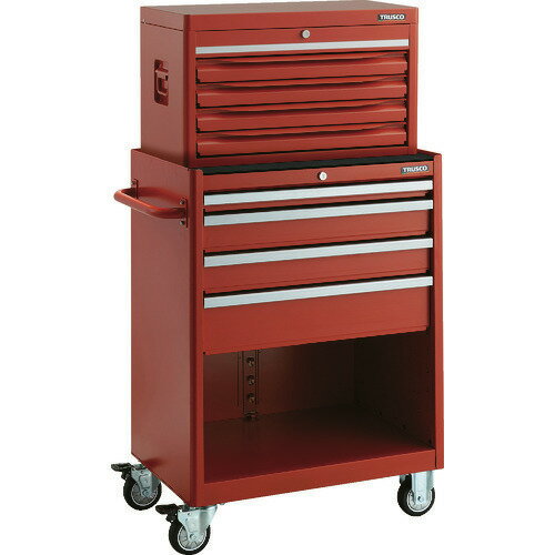 ■TRUSCO ローラーキャビネット 引出4段 50X1 100X2 150X1 TRC−C4X1台付 TRC121C4R(1832737)[法人限定][..